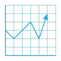 eps10 vettore blu crescente mercato finanziario icona del grafico in semplice stile piatto alla moda isolato su priorità bassa bianca