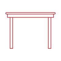 eps10 vettore rosso tavolo in legno o icona linea scrivania in semplice stile piatto alla moda isolato su priorità bassa bianca