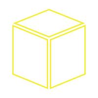 eps10 vettore giallo tridimensionale o 3d icona della linea del cubo in semplice stile piatto e alla moda isolato su priorità bassa bianca