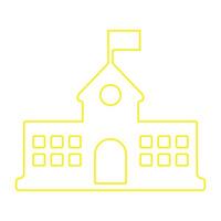 eps10 edificio scolastico vettoriale giallo con icona o logo bandiera line art in semplice stile moderno piatto e alla moda isolato su sfondo bianco