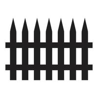 eps10 vettore nero giardinaggio recinzione in legno icona in semplice stile piatto alla moda isolato su priorità bassa bianca