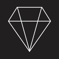 eps10 icona della linea di diamante di vettore bianco o simbolo in semplice stile piatto alla moda isolato su priorità bassa nera