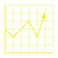 eps10 vettore giallo crescente mercato finanziario icona del grafico in semplice stile piatto alla moda isolato su priorità bassa bianca