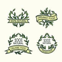 logo vintage disegnato a mano dell'etichetta dell'alimento della natura organica vettore