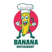 disegno del logo della mascotte del cuoco unico della banana del fumetto vettore