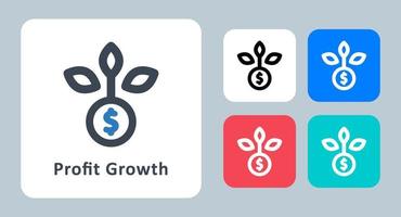 icona di crescita del profitto - illustrazione vettoriale. investimento, finanza, denaro, affari, profitto, crescita, crescente, linea, contorno, piatto, icone.