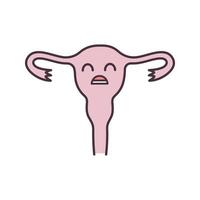 icona del colore dell'utero triste. malattie delle donne. infertilità. sistema riproduttivo femminile malsano. illustrazione vettoriale isolata