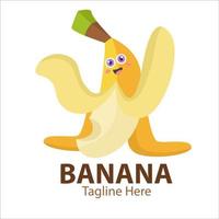 logo per la tua attività con simpatico personaggio di banana vettore