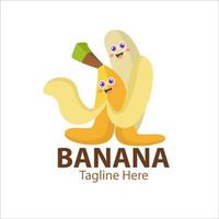 logo per la tua attività con simpatico personaggio di banana vettore