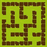 labirinto educativo gioco di logica, aiuole terra. illustrazione vettoriale di un labirinto con erba verde.