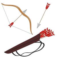 illustrazione vettoriale di arco e freccia. fiocco allungato.