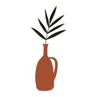 vasi di argilla astratti foglie tropicali. decorazione da parete minimalista boho contemporanea in ceramica. illustrazione estetica astratta della ceramica moderna. vettore