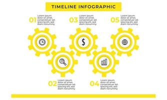 modello di infografica a 6 fasi con ingranaggio giallo vettore