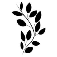 ramo con foglie. sagoma di ramo su uno sfondo bianco. illustrazione vettoriale. vettore