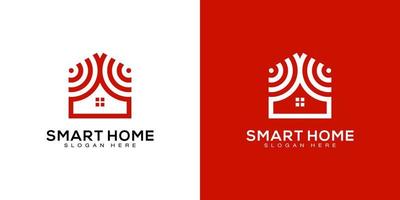 logo smart home tech con biglietto da visita con logo in stile line art vettore