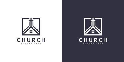 vettore di progettazione del logo cristiano della chiesa