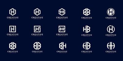 set di lettera iniziale h, hb, bb e bh logo design concept vettore