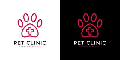 vettore di logo medico della clinica della zampa dell'animale domestico