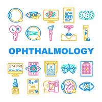 oftalmologia icone per il trattamento delle malattie degli occhi vettore