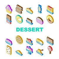 dessert cibo delizioso icone di raccolta set vettore