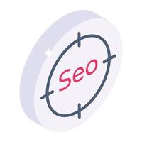 una pratica icona isometrica di seo target vettore