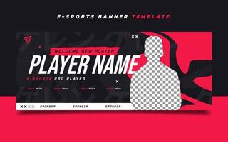 modello di banner di gioco di eSport per nuovi giocatori con logo per i social media vettore