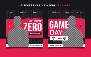 i giochi di eSport danno il benvenuto al nuovo modello di progettazione del post sui social media del giocatore vettore