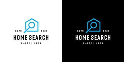 logo di ricerca immobiliare di una casa con lente d'ingrandimento vettore