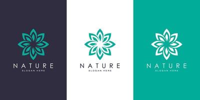 design del logo floreale con stile art line. i loghi possono essere utilizzati per spa, salone di bellezza, decorazione, boutique. e biglietto da visita vettore