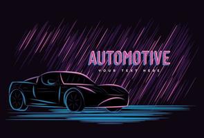 illustrazione grafica vettoriale del concetto automobilistico di auto con stile di insegna al neon line art, buono per t-shirt, banner, poster, pagina di destinazione, volantino.
