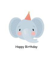 simpatico elefante. stile cartone animato. illustrazione vettoriale. per card, poster, striscioni, libri per bambini, stampa sulla confezione, stampa su vestiti, tessuto, carta da parati, tessuti o stoviglie. vettore