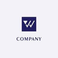 lettera w o vv o vw logo design modello, scatola blu, sfondo grigio, concetto di logo quadrato rettangolo, semplice e pulito, grassetto forte, bianco lettermark vettore