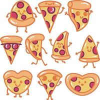 illustrazione di doodle del fumetto della pizza vettore