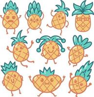 illustrazione di doodle del fumetto dell'ananas vettore