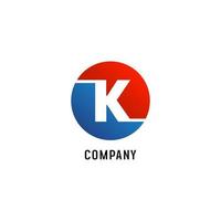 lettera k alfabetico logo design template,abjad, piatto semplice concetto pulito, bianco, rosso, blu, lettermark, ellisse arrotondata, moderno vettore