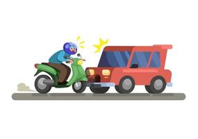 incidente d'auto che colpisce il vettore dell'illustrazione del fumetto della scena della motocicletta