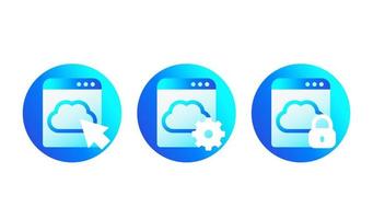 icone di accesso al cloud per il Web e le app vettore