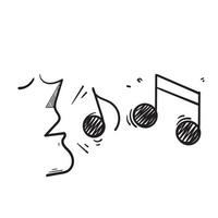 carattere doodle disegnato a mano che canta vettore di illustrazione della voce