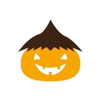 faccia felice zucca cartone animato con cappello logo design, vettore grafico simbolo icona illustrazione idea creativa