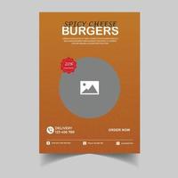 modello di progettazione di volantini per fast food, menu di bar e ristoranti, ordinazione di cibo, cibo spazzatura. pizza, hamburger, illustrazione vettoriale per banner, flyer, menu, brochure.