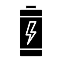 icona del glifo della batteria. energia verde. batteria con icona del bullone vettore