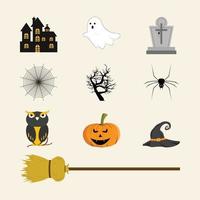 collezione di design di elementi di halloween. disegno vettoriale di halloween elemento spaventoso su uno sfondo bianco sporco. elemento di halloween con più colori e un design spaventoso e malvagio.