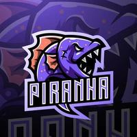 piranha esport mascotte logo design vettore