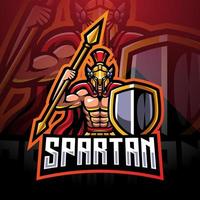 design del logo della mascotte esport spartano vettore