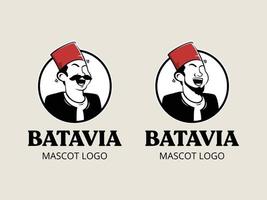 jakarta persona con abito tradizionale. set logo mascotte personaggio indonesiano vettore