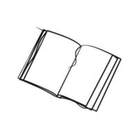 libro aperto di disegno continuo di una linea con pagine volanti vettore