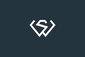lettera iniziale ws o sw logo design template vettoriale