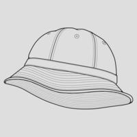 vettore di disegno del profilo del cappello della benna, cappello della benna in uno stile di schizzo, profilo del modello delle scarpe da ginnastica, illustrazione di vettore.