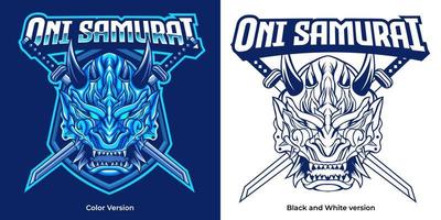 oni samurai esport logo mascotte design vettore