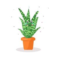 personaggio cactus in un vaso emozioni kawaii vettore